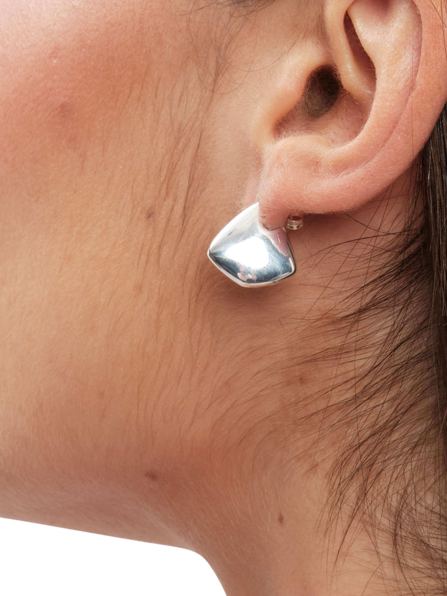 Product image 2 of 3, which shows Simply Silver Polished Angular Hoop Earrings, Silver