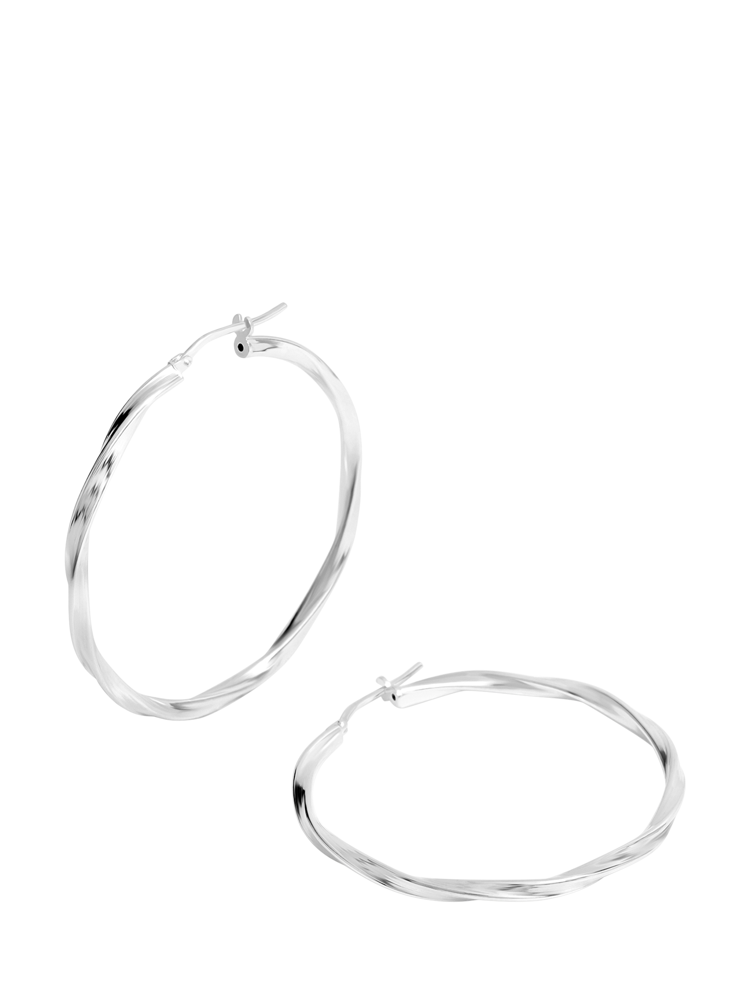 Product image 1 of 3, which shows Simply Silver Polished Large Twist Hoop Earrings, Silver