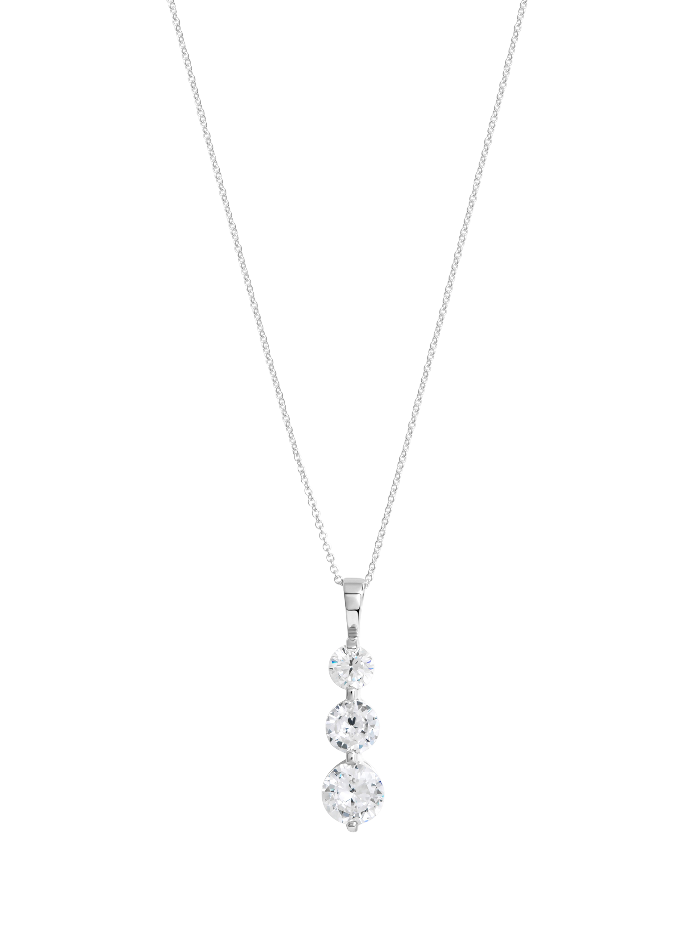 Product image 1 of 4, which shows Simply Silver Cubic Zirconia Graduated Linear Stick Necklace, Silver