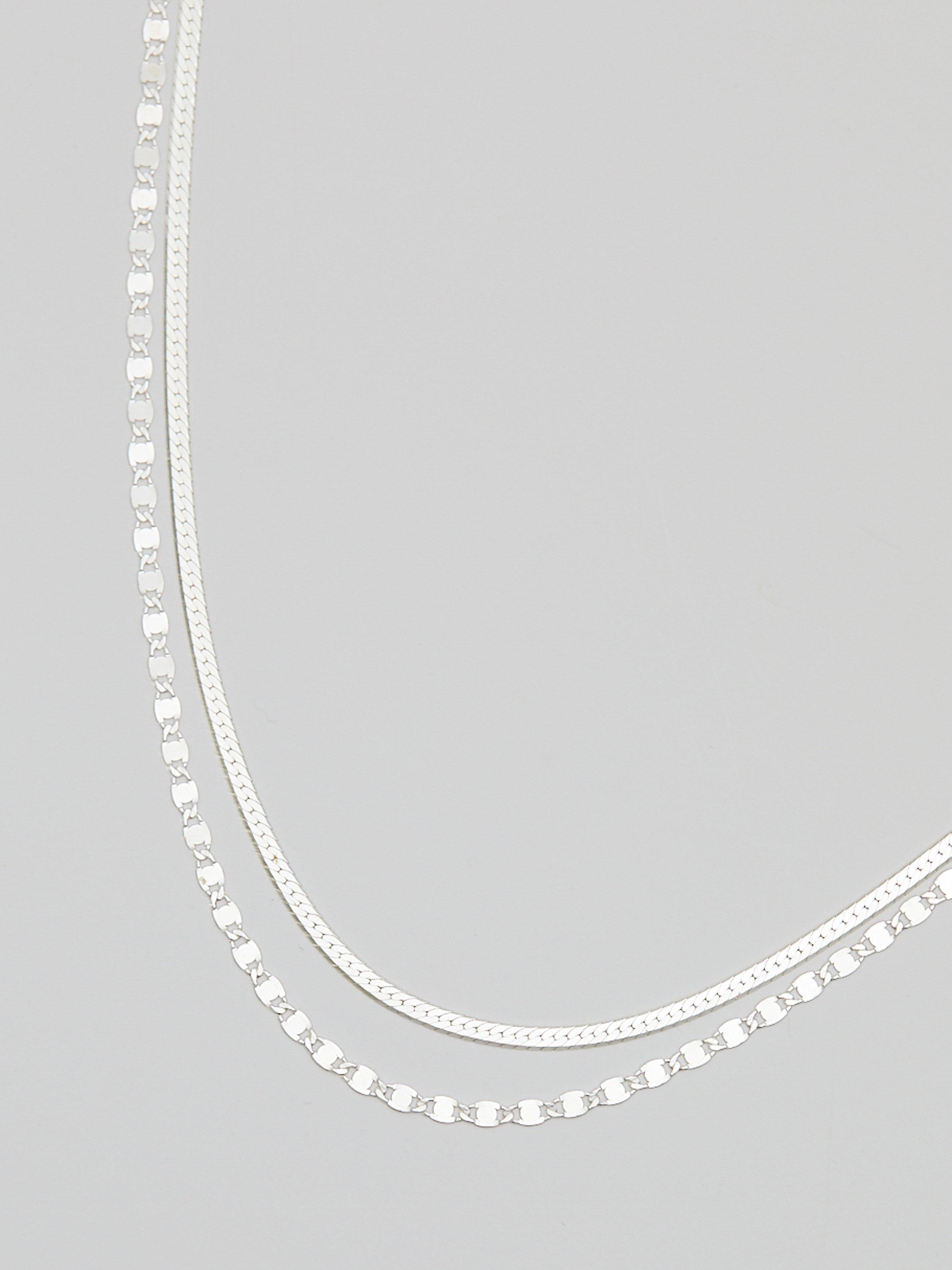 Product image 3 of 3, which shows Simply Silver Double Layered Chain Necklace, Silver