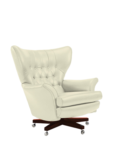 G Plan Vintage The Sixty Two Leather Swivel Armchair, Cambridge Chalk