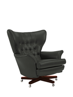 G Plan Vintage The Sixty Two Leather Swivel Armchair, Cambridge Slate