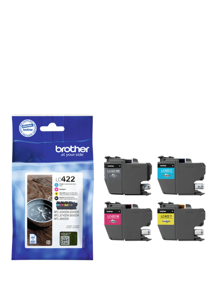 Brother LC422VAL Ink Cartridge Value Pack, Pack of 4, Multi, Multi