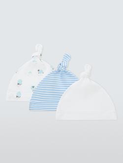 John Lewis Baby Sheep Cotton Hats, Pack of 3, Blue - view 2, Multi