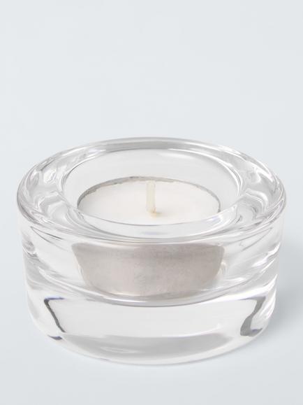 John Lewis Glass Tealight Holder - view 2, Clear