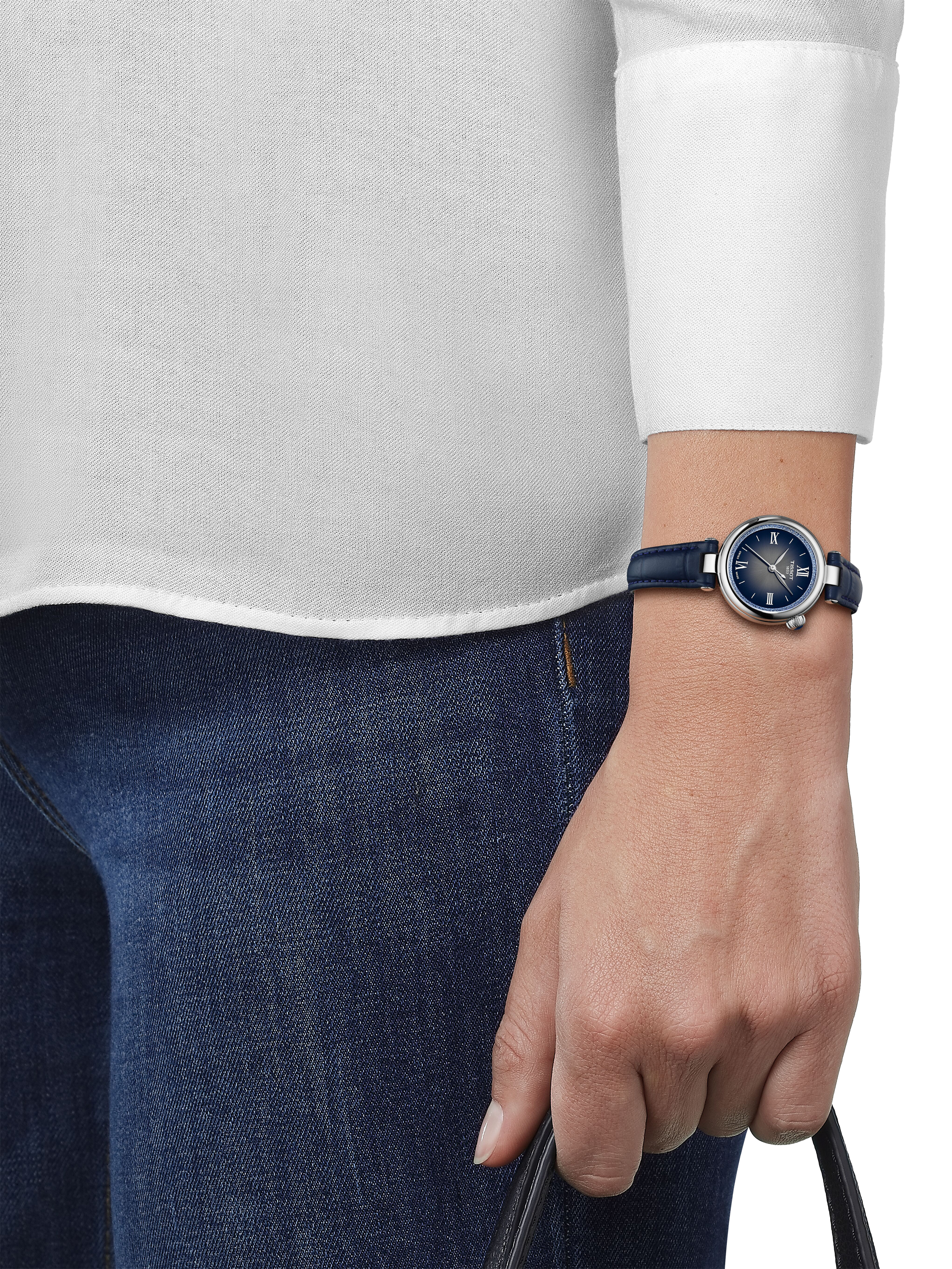 Product image 2 of 4, which shows Tissot T1520101603800 Women's Desir Crystal Edge Leather Strap Watch, Blue