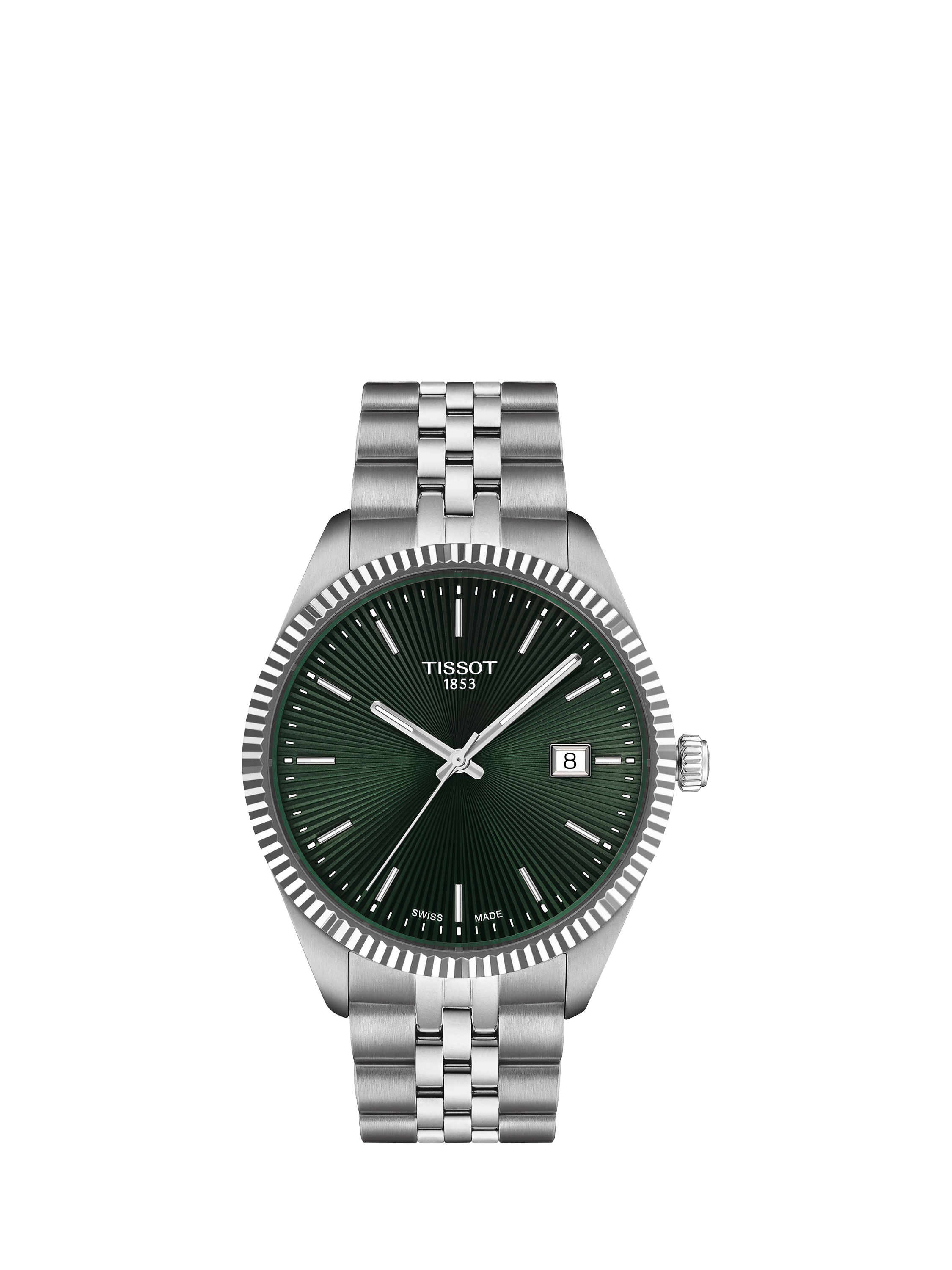 Product image 1 of 4, which shows Tissot T1564101109100 Men's Ballade Date Bracelet Strap Watch, Green