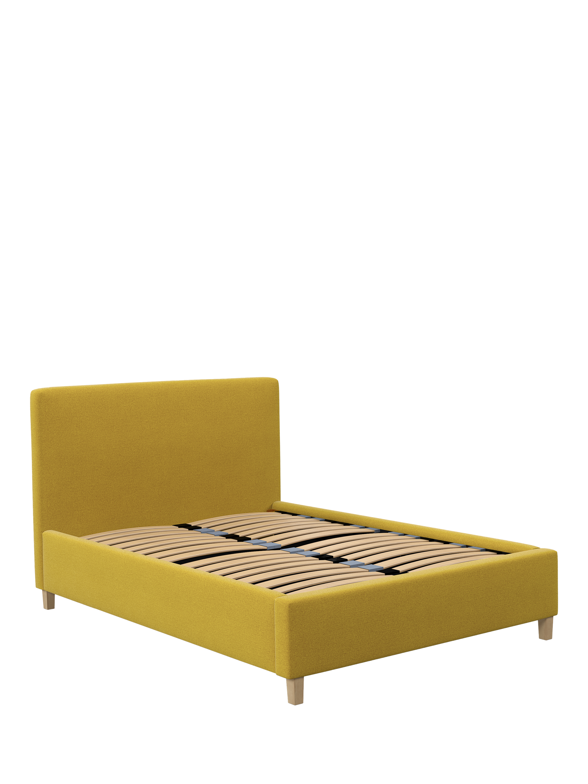John Lewis Emily Raised Ottoman Storage Bed Frame, King Size, Brushed Tweed Mustard