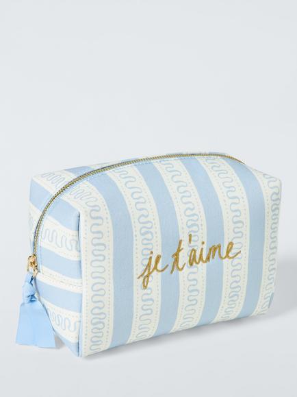 John Lewis Archive Je T'Aime Wash Bag, Blue, Blue