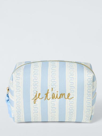 John Lewis Archive Je T'Aime Wash Bag, Blue - view 2, Blue