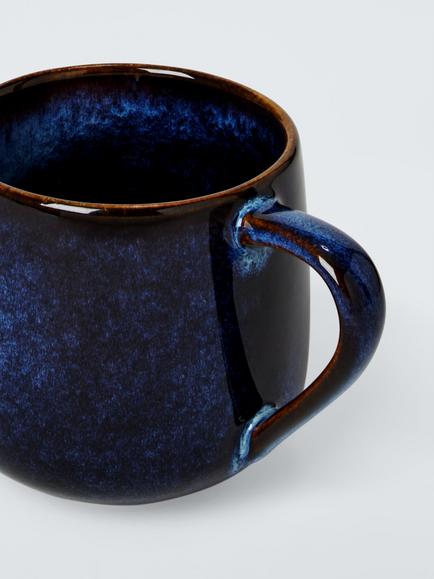 John Lewis Iver Reactive Glaze Stoneware Mug, Set of 2, 350ml, Blue - view 2, Blue