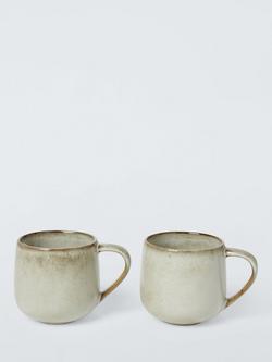 John Lewis Iver Reactive Glaze Stoneware Mug, Set of 2, 350ml, Moonlight Set of 2, Natural