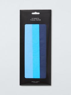 John Lewis Tissue Paper, Light Blue/Teal/Navy Pack of 12, Multi Blues