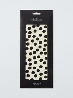 John Lewis Monochrome Spot Tissue Paper, Set of 3, White/Black, White/Black