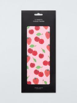 John Lewis Strawberries and Cherries Tissue Paper, Pack of 5, Light Pink