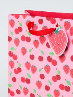 John Lewis Cherry & Strawberries Gift Bag, Light Pink, Medium - view 2, Light Pink
