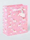 John Lewis Unicorn Gift Bag, Light Pink, Medium Portrait