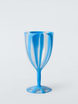 John Lewis Dolce Vita Striped Plastic Picnic Wine Glass, 450ml, Azure