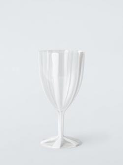 John Lewis Dolce Vita Striped Plastic Picnic Wine Glass, 450ml, White