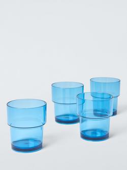 John Lewis Stackable Plastic Picnic Tumbler, Set of 4, 250ml, Azure, Azure