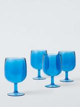 John Lewis Stackable Plastic Picnic Wine Glass, Set of 4, 250ml, Azure