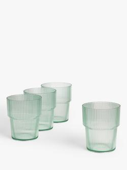John Lewis Ribbed Recycled Plastic Picnic Tumblers, Set of 4, 400ml, Aqua, Aqua