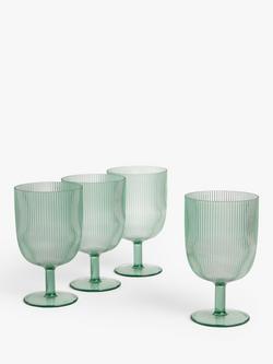 John Lewis Ribbed Recycled Plastic Picnic Wine Glasses, Set of 4, 500ml, Aqua, Aqua