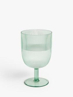 John Lewis Ribbed Recycled Plastic Picnic Wine Glasses, Set of 4, 500ml, Aqua - view 2, Aqua