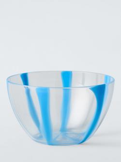 John Lewis Dolce Vita Striped Plastic Picnic Bowl, 14.5cm, Azure