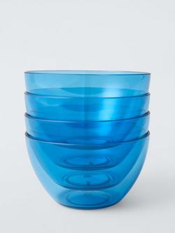 John Lewis Stackable Plastic Picnic Bowl, Set of 4, 14.5cm, Azure, Azure