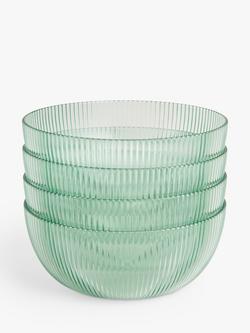 John Lewis Ribbed Recycled Plastic Picnic Bowls, Set of 4, 14.5cm, Aqua, Aqua