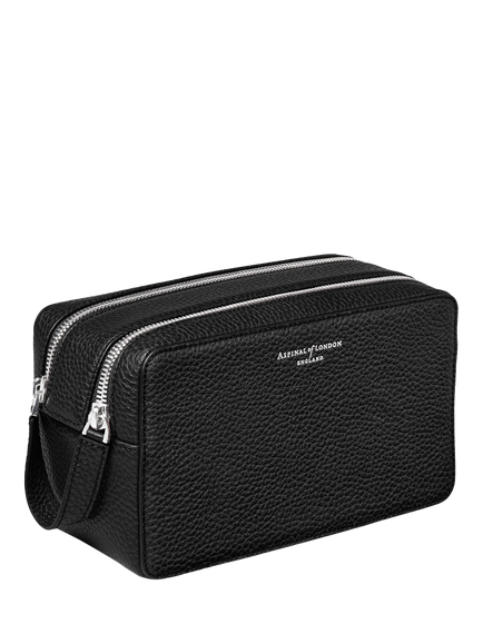Aspinal of London Mount Street Pebble Leather Washbag, Black