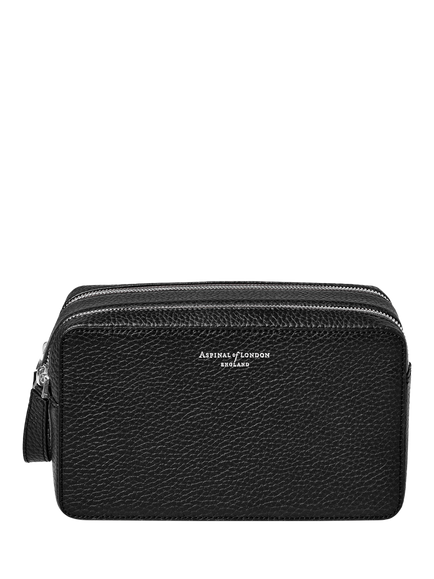Aspinal of London Mount Street Pebble Leather Washbag - view 2, Black