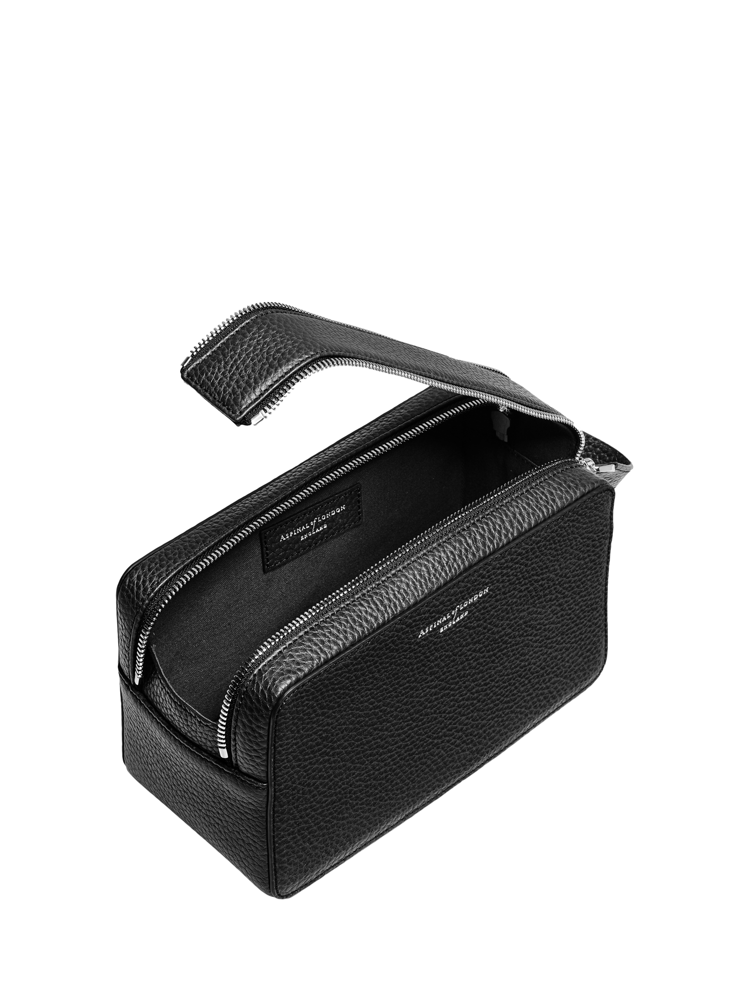 Product image 3 of 4, which shows Aspinal of London Mount Street Pebble Leather Washbag, Black