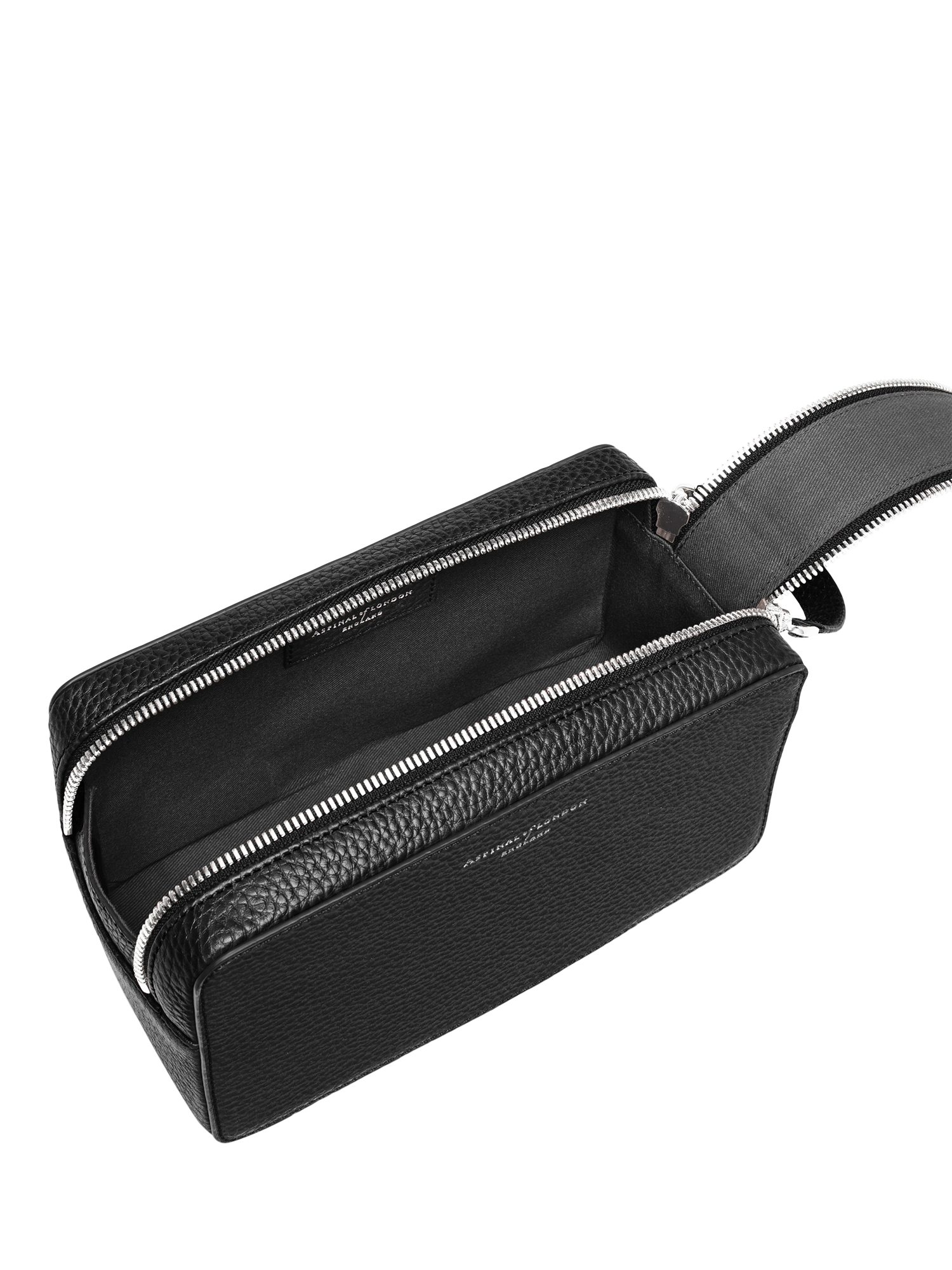 Product image 4 of 4, which shows Aspinal of London Mount Street Pebble Leather Washbag, Black