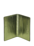 Aspinal of London Woven Metallic Leather Double Fold Card Case, Verdant Green