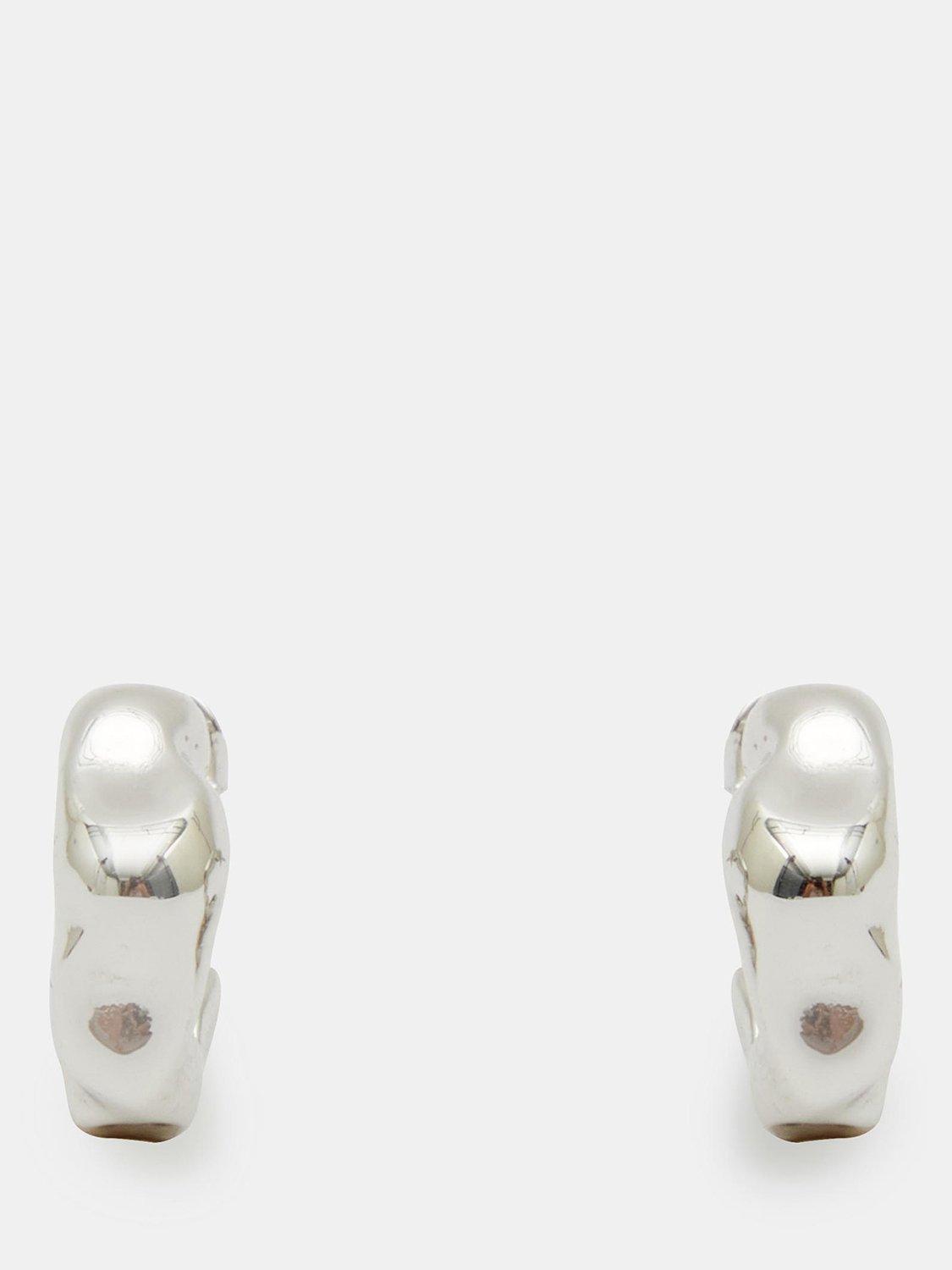 Product image 4 of 4, which shows HUSH Wave Huggie Demi Hoop Earrings, Silver