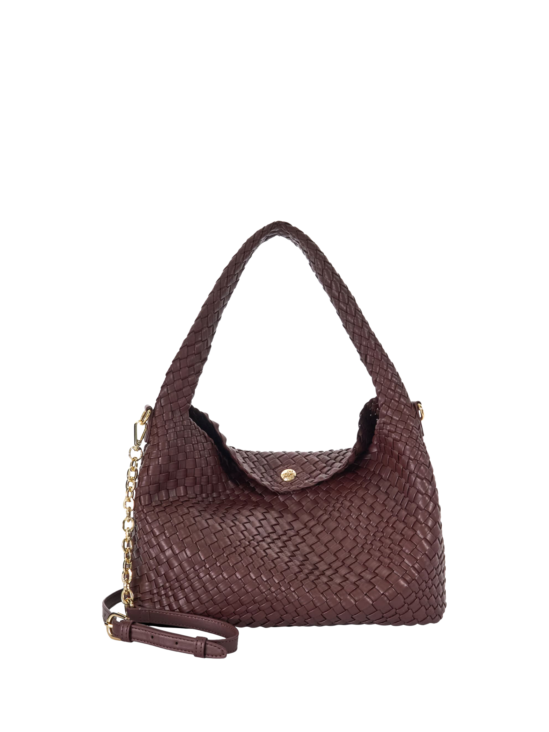 Dune Deliberate Woven Shoulder Bag Burgundy