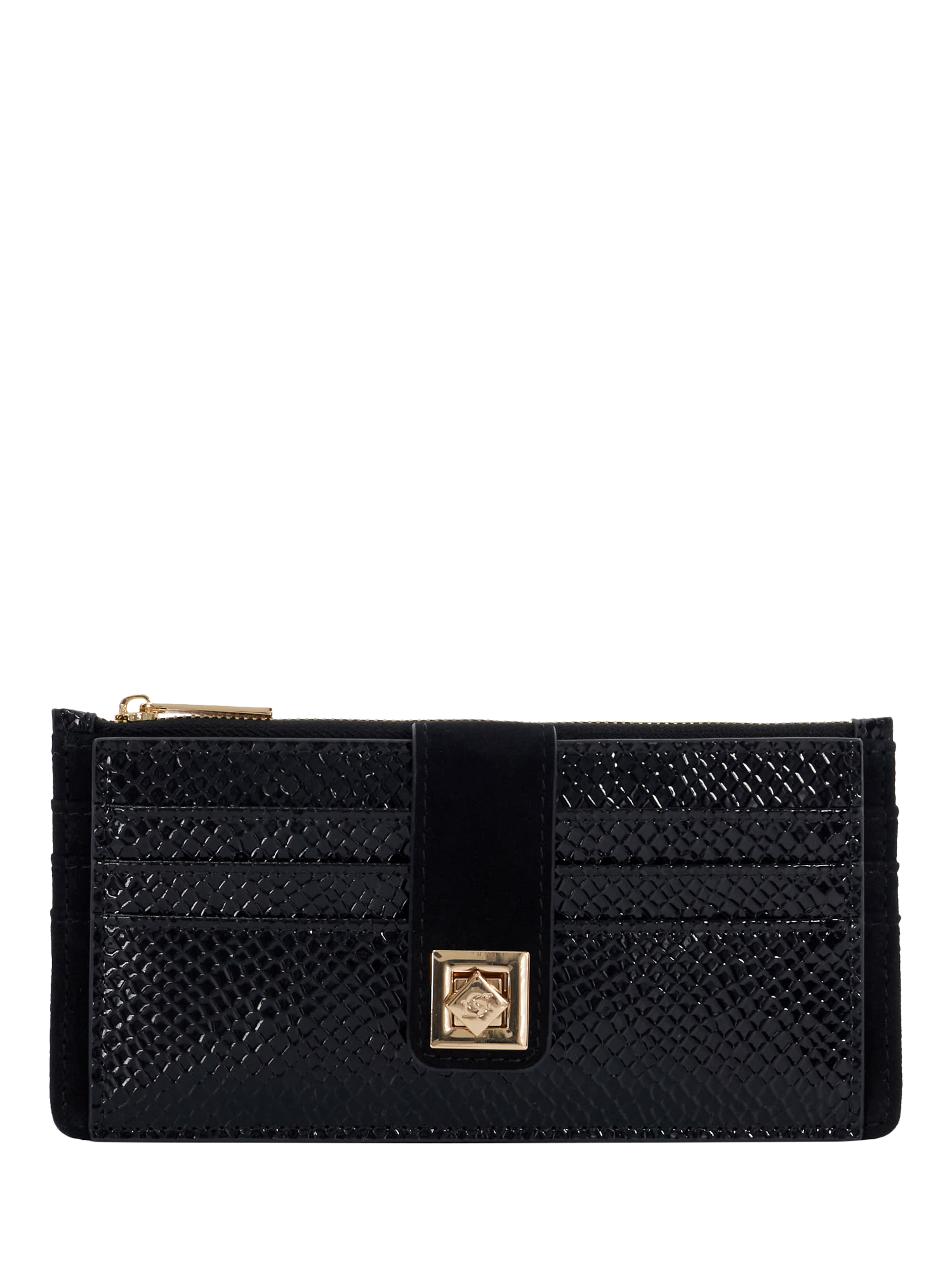 Dune Karlos Croc Effect Purse, Black