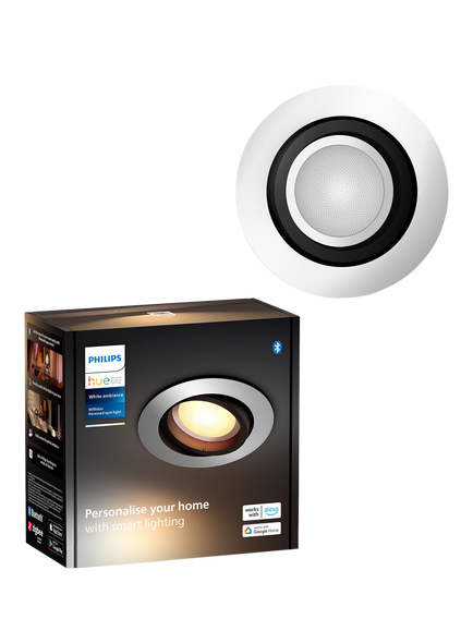 Philips Hue White Ambiance Milliskin Smart Recessed Spotlight, 5W, Aluminium