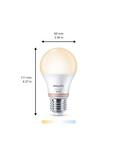 Philips Smart LED 8W A60 E27 Dimmable Warm-to-Cool Bulb Connected by WiZ, Pack of 2