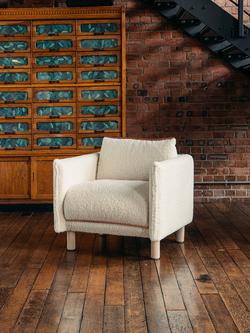 Cozmo Cozy Armchair, Cream Fleece Brick Piping - view 2, Cream Fleece Brick Piping