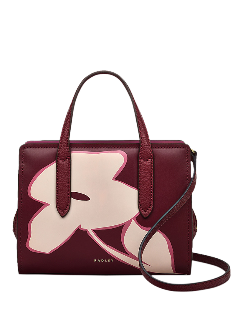 Radley Liverpool Lane Leather Floral Grab Bag Merlot
