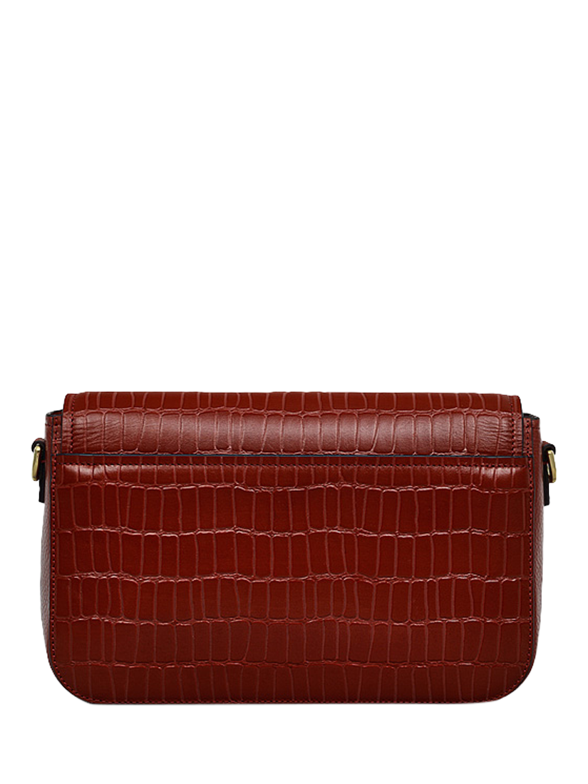 Radley River Road Glossy Croc Effect Leather Crossbody Bag Rust