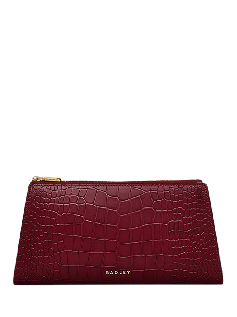 Radley Glasshouse Croc Effect Leather Clutch Bag, Cranberry