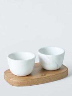 John Lewis X Deliciously Ella Marble Salt & Pepper Pinch Pots with Tray, FSC-Certified (Oak Wood) - view 2, Stone