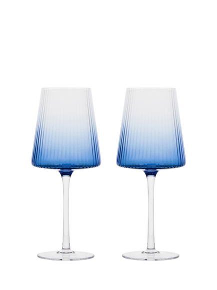 Anton Studio Designs Empire Wine Glass, Set of 2, 450ml, Blue, Blue