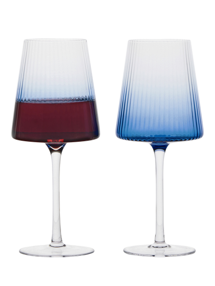 Anton Studio Designs Empire Wine Glass, Set of 2, 450ml, Blue - view 2, Blue