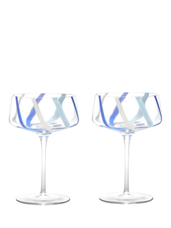 Anton Studio Designs Rio Striped Coupe Cocktail Glass, Set of 2, 300ml, Azure, Azure