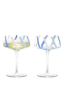 Anton Studio Designs Rio Striped Coupe Cocktail Glass, Set of 2, 300ml, Azure - view 2, Azure